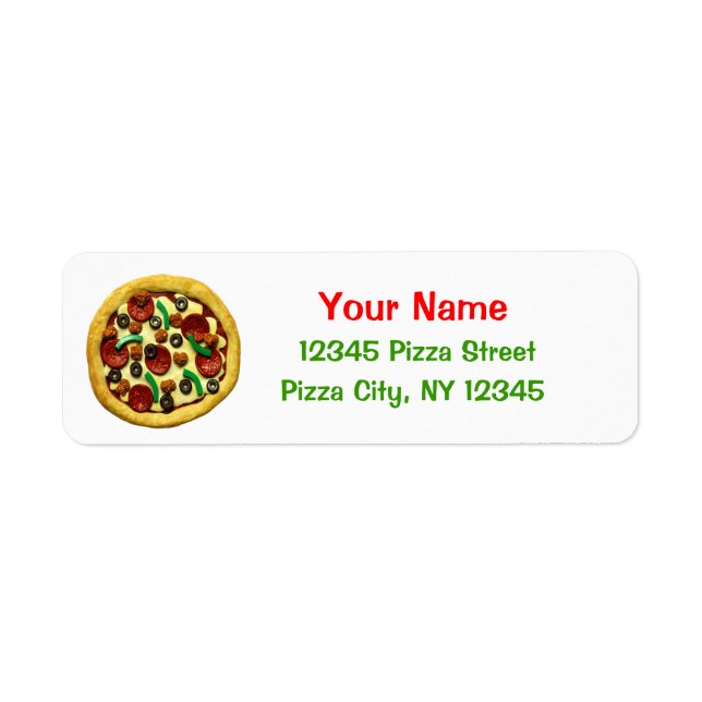 Kids Pizza Birthday Party Return Address Label (Front)