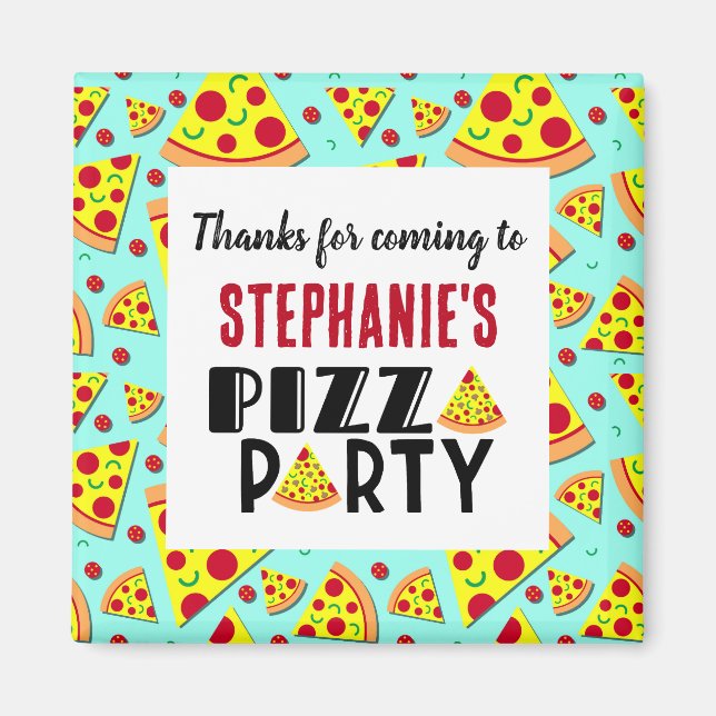 Kids Pizza Birthday Thank You Party Favour Magnet (Front)