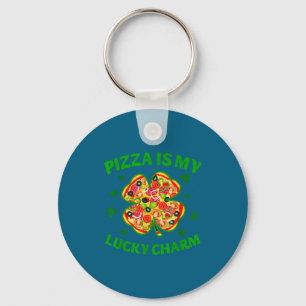 Kids pizza is lucky charm st patrick's day pizza key ring