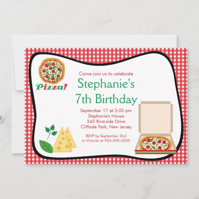 Kids Pizza Party Birthday Party Invitation (Front)