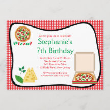 Kids Pizza Party Birthday Party Invitation