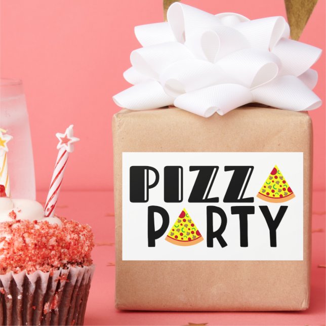 Kids Pizza Party Favour Rectangular Sticker (Party)