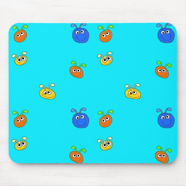 Kid's Placemat Mousepad Light Blue Bugs (Front)