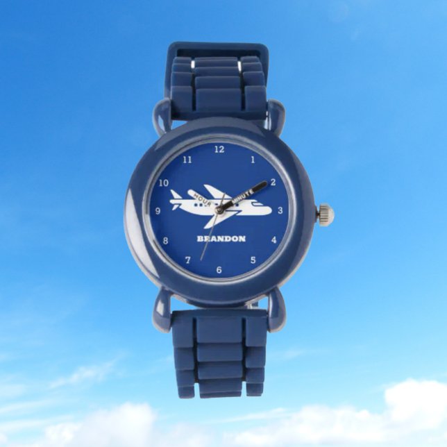 Kids Plane Boys Blue Custom Name Watch (Creator Uploaded)