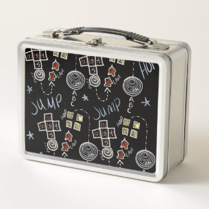 Kids Play Recess Time Doodle Illustration Metal Lunch Box