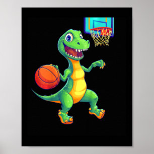 Kids Playful Dinosaur Sketll Player Design For Kid Poster