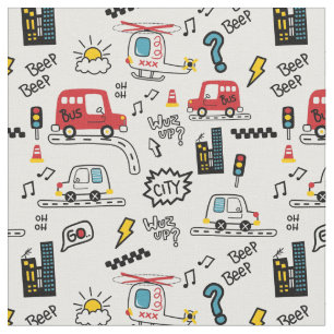 Kids Playful Transport Pattern Urban style modern  Fabric