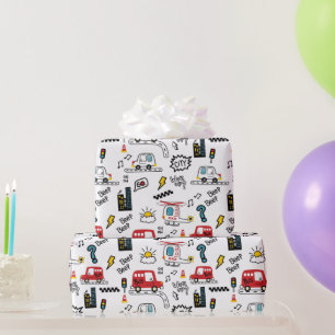 Kids Playful Transport Pattern Wrapping Paper