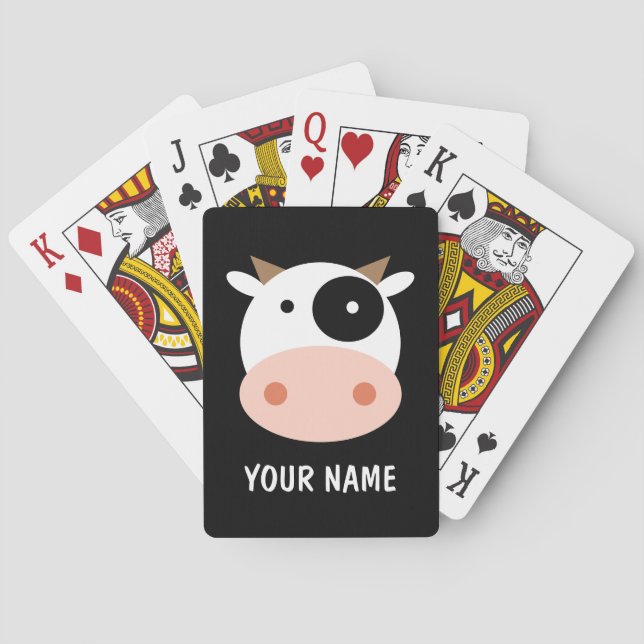 Kid's playing cards with cute cow cartoon (Back)