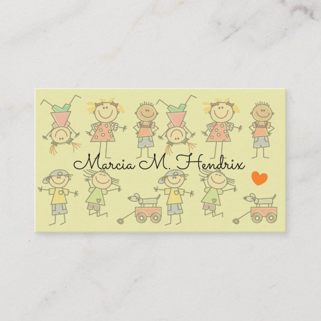 Kids Playing Fun Print Babysitting Services Business Card (Front)