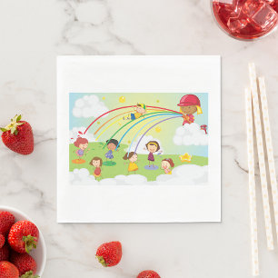 Kids Playing In A Park Paper Napkins