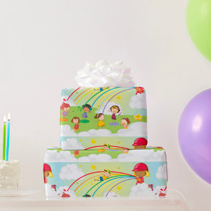 Kids Playing In A Park Wrapping Paper