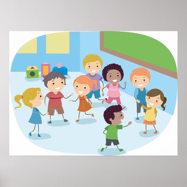 Kids Playing In The Classroom Poster (Front)