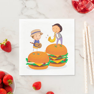 Kids Playing Music on Giant Cheeseburgers Napkin