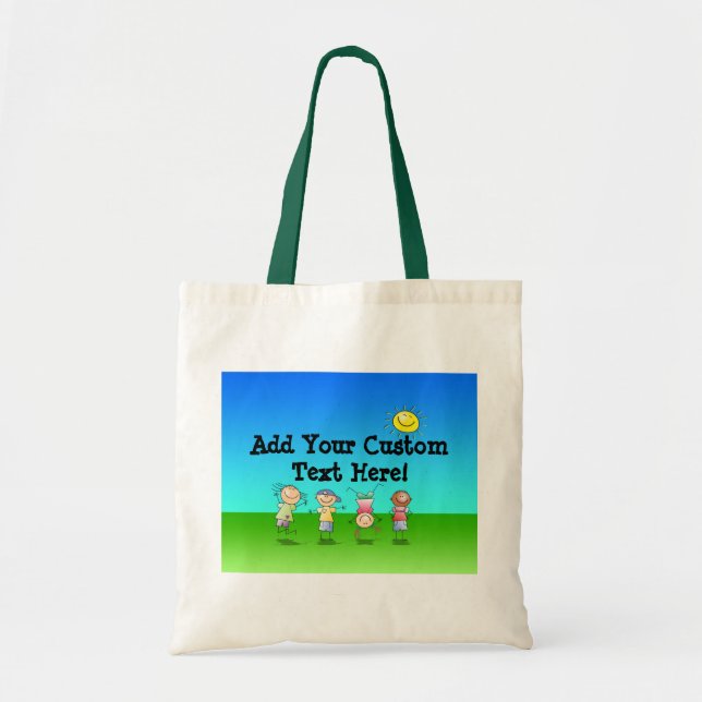 Kids Playing Outdoors on a Sunny Day Tote Bag (Front)