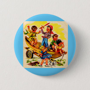 kids playing pirate 6 cm round badge