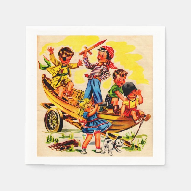 kids playing pirate napkin (Front)