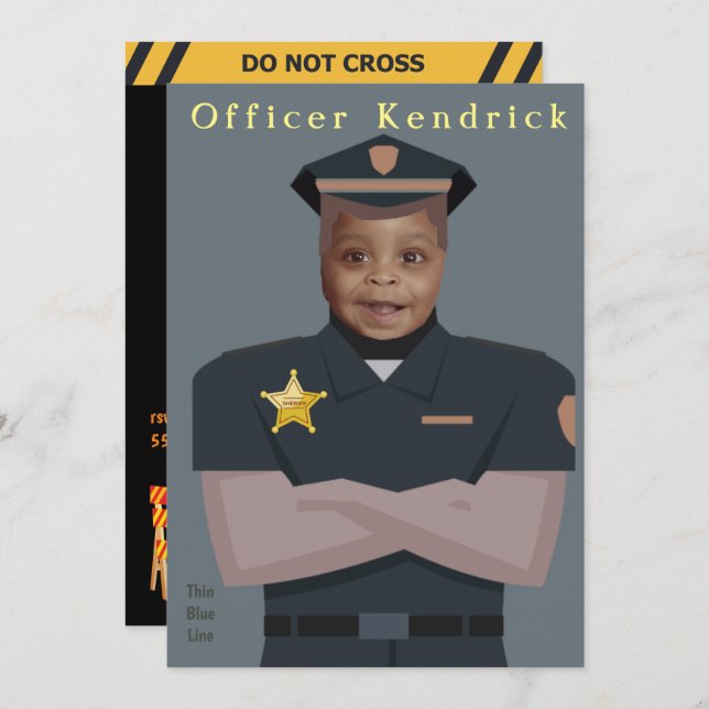 Kids Police Birthday Invitation (Front/Back)