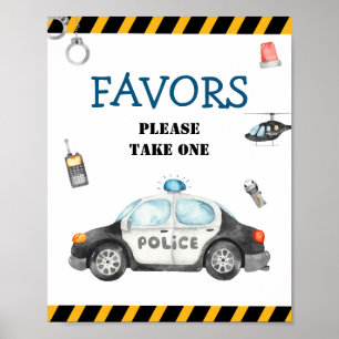 Kid's Police Birthday Party Favours Please Take On Poster