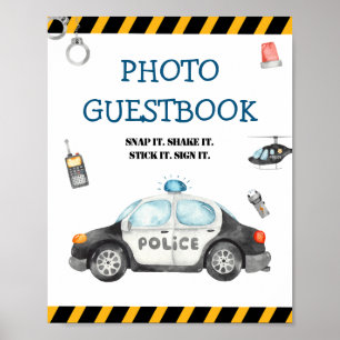 Kid's Police Birthday Party Photo Guestbook Sign