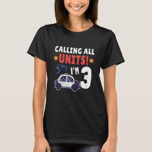 Kids Police Car 3rd Birthday 3 Years Old Birthday T-Shirt