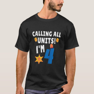 Kids Police Car 4rd Birthday 4 Years Old Birthday T-Shirt