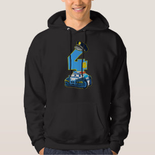 Kids Police Car 4th Birthday  4 Years Old Cop Offi Hoodie
