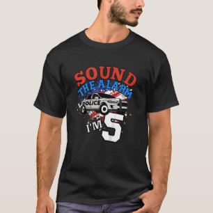 Kids Police Car Policeman Cop 5th Birthday Party B T-Shirt