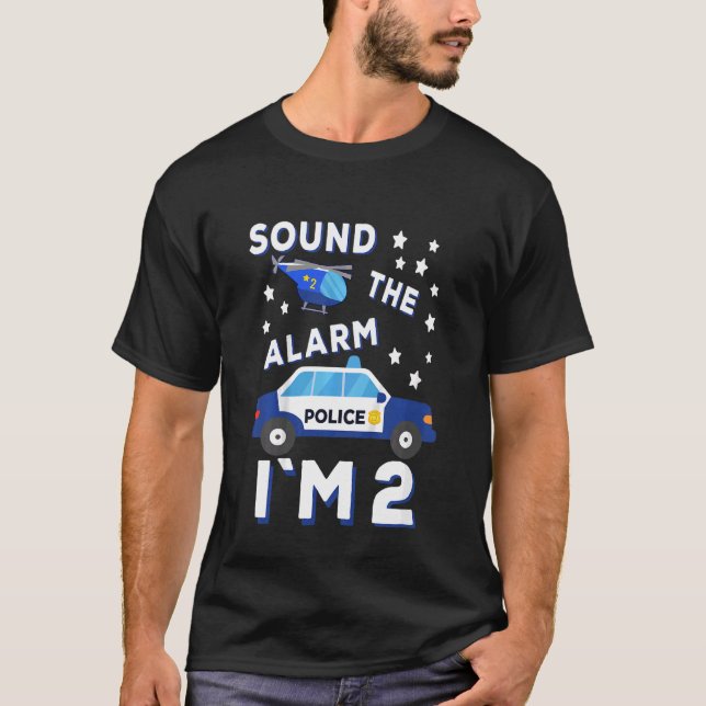 Kids Police Helicopter Sound The Alarm I'm 2 Polic T-Shirt (Front)