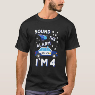 Kids Police Helicopter Sound The Alarm I'm 4 Polic T-Shirt