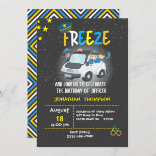 Kids Police Officer Birthday Party Invitation