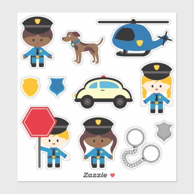 Kids Police Officer Sticker (Sheet)