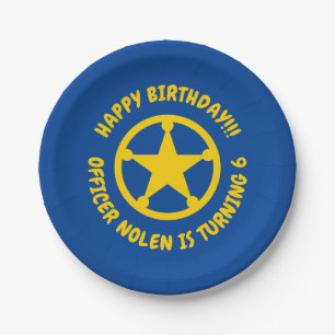 Kid's police theme Birthday party plates with star