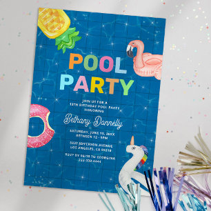 Kids Pool Party Birthday Invitation