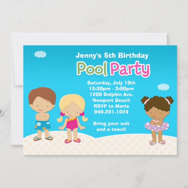 Kids Pool Party Birthday Invitation (Front)
