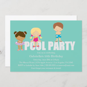 Kids Pool Party   Birthday Party Invitation
