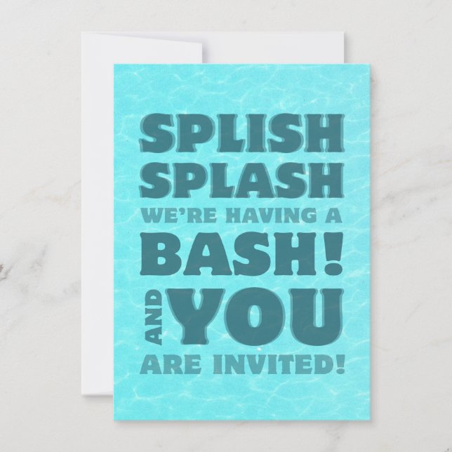 Kids Pool Party Splish Splash Invitation (Front)