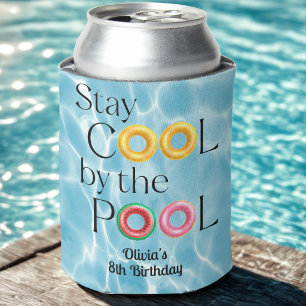 Kids pool party "Stay cool by the pool" birthday Can Cooler