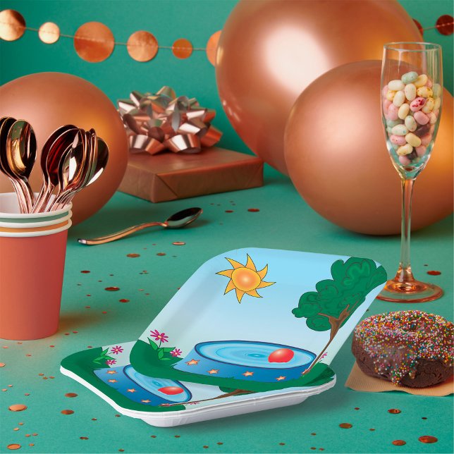 Kids Pool Under A Tree Paper Plate (Creator Uploaded)