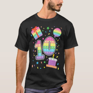 Kids Pop It 10th Birthday Girls Boys 10 Years Old  T-Shirt