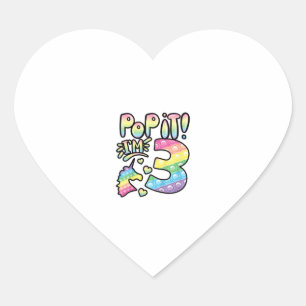 Kids Pop It 3rd Birthday Girls 3 Years Old Fidget Heart Sticker