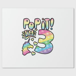 Kids Pop It 3rd Birthday Girls 3 Years Old Fidget Wrapping Paper