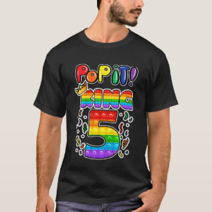 Kids Pop It 5th Birthday King 5 Years Old Boy Fidg T-Shirt