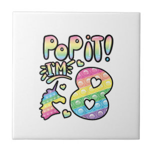 Kids Pop It 8th Birthday Girls Boys 8 Years Old Fi Ceramic Tile