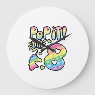 Kids Pop It 8th Birthday Girls Boys 8 Years Old Fi Large Clock