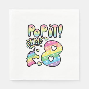 Kids Pop It 8th Birthday Girls Boys 8 Years Old Fi Napkin