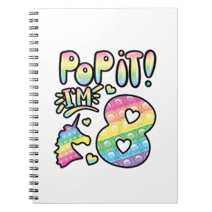 Kids Pop It 8th Birthday Girls Boys 8 Years Old Fi Notebook