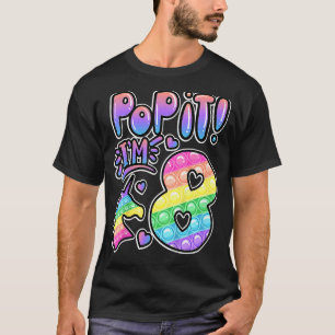 Kids Pop It 8th Birthday Girls Boys 8 Years Old Fi T-Shirt