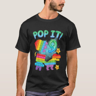 Kids Pop It 9th Birthday Boys 9 Years Old T Rex Di T-Shirt