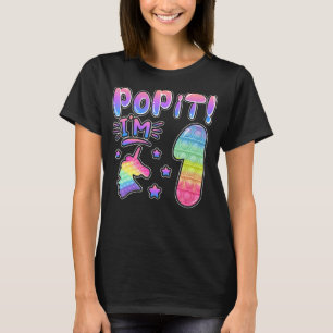 Kids Pop It Birthday Girl 1 For 1yr Old Girls Unic T-Shirt